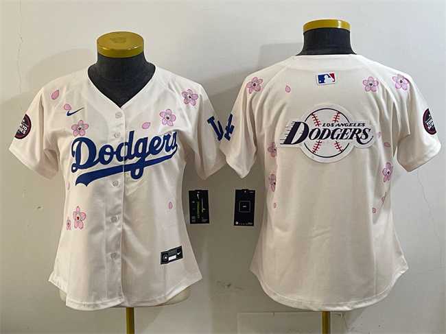 Women%27s Los Angeles Dodgers Team Big Logo Cream 2025 Tokyo Series Limited Stitched Jersey->mlb womens jerseys->MLB Jersey